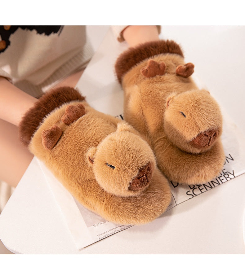 Kinder Plüschhandschuhe – Niedliche Capybara Handwärmer für kleine Tierliebhaber