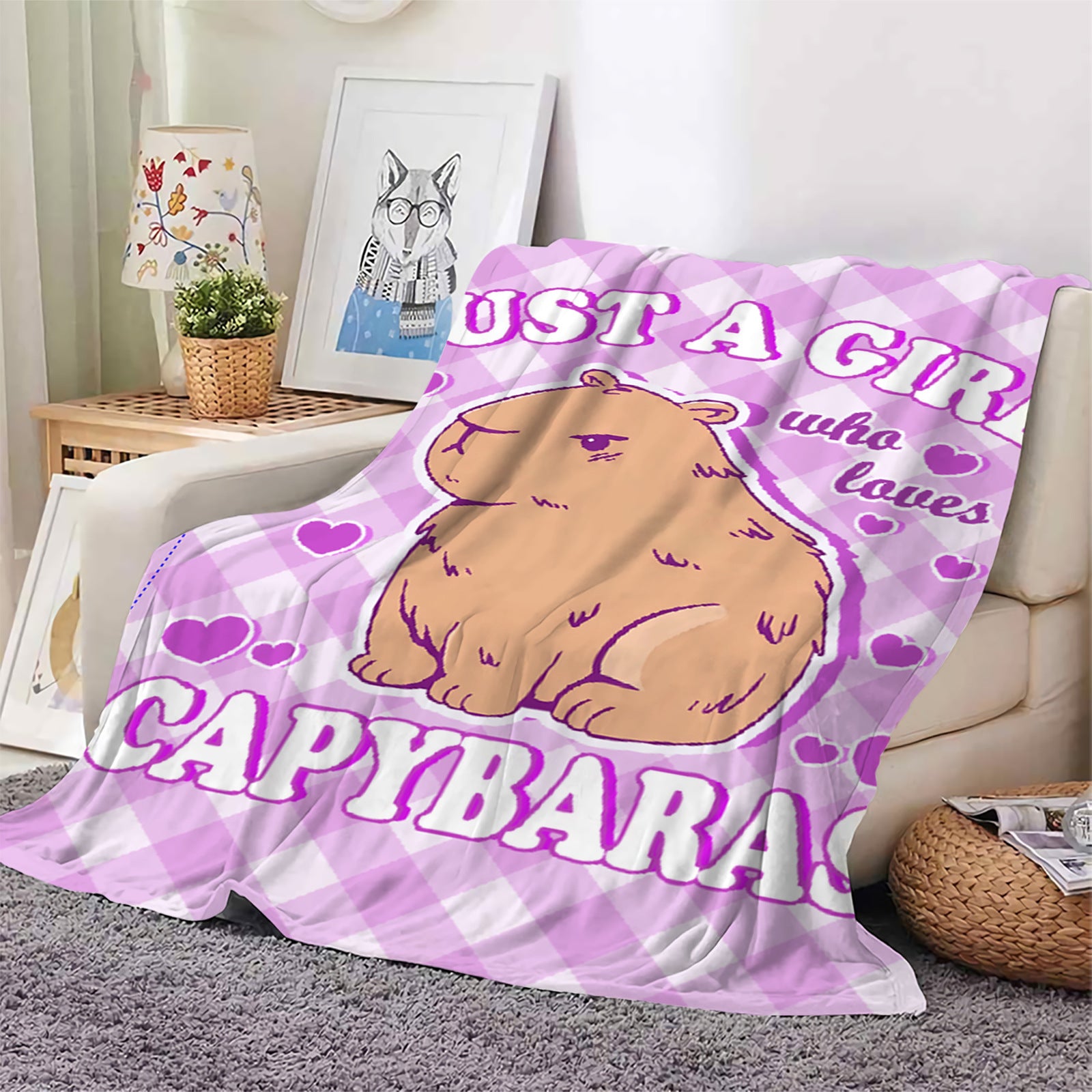 Süsse flauschige Capybara Kuscheldecke mit 3D Druck