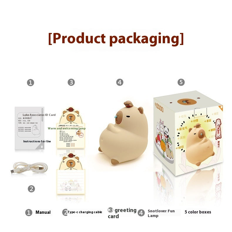 Liegendes Capybara als Lampe aus Silikone - LED Nachtlicht