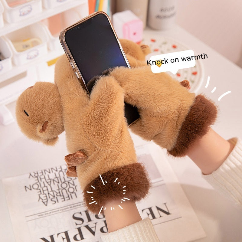Kinder Plüschhandschuhe – Niedliche Capybara Handwärmer für kleine Tierliebhaber