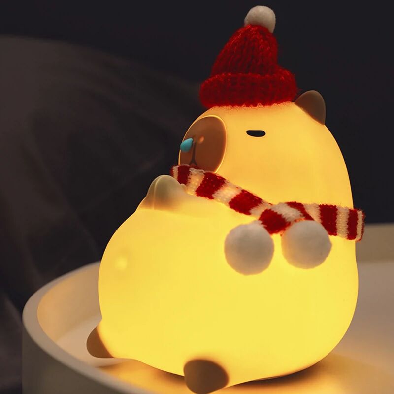 Liegendes Capybara als Lampe aus Silikone - LED Nachtlicht