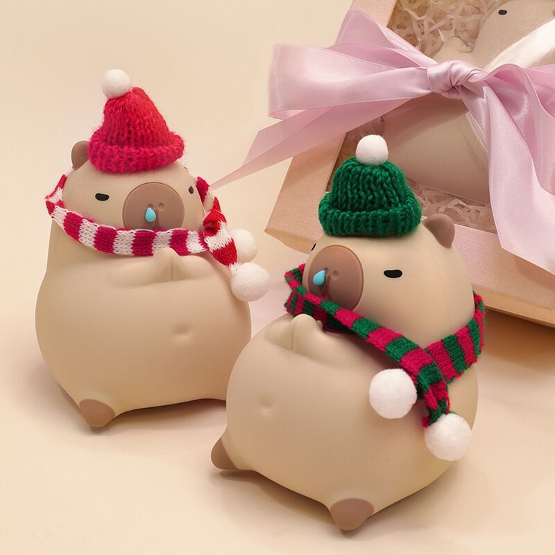 Liegendes Capybara als Lampe aus Silikone - LED Nachtlicht