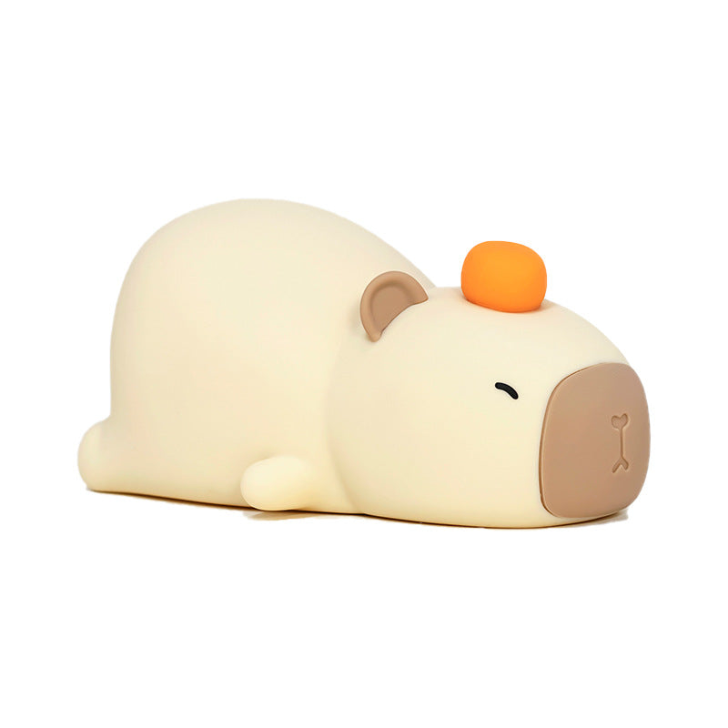 Liegendes Capybara als Lampe aus Silikone - LED Nachtlicht