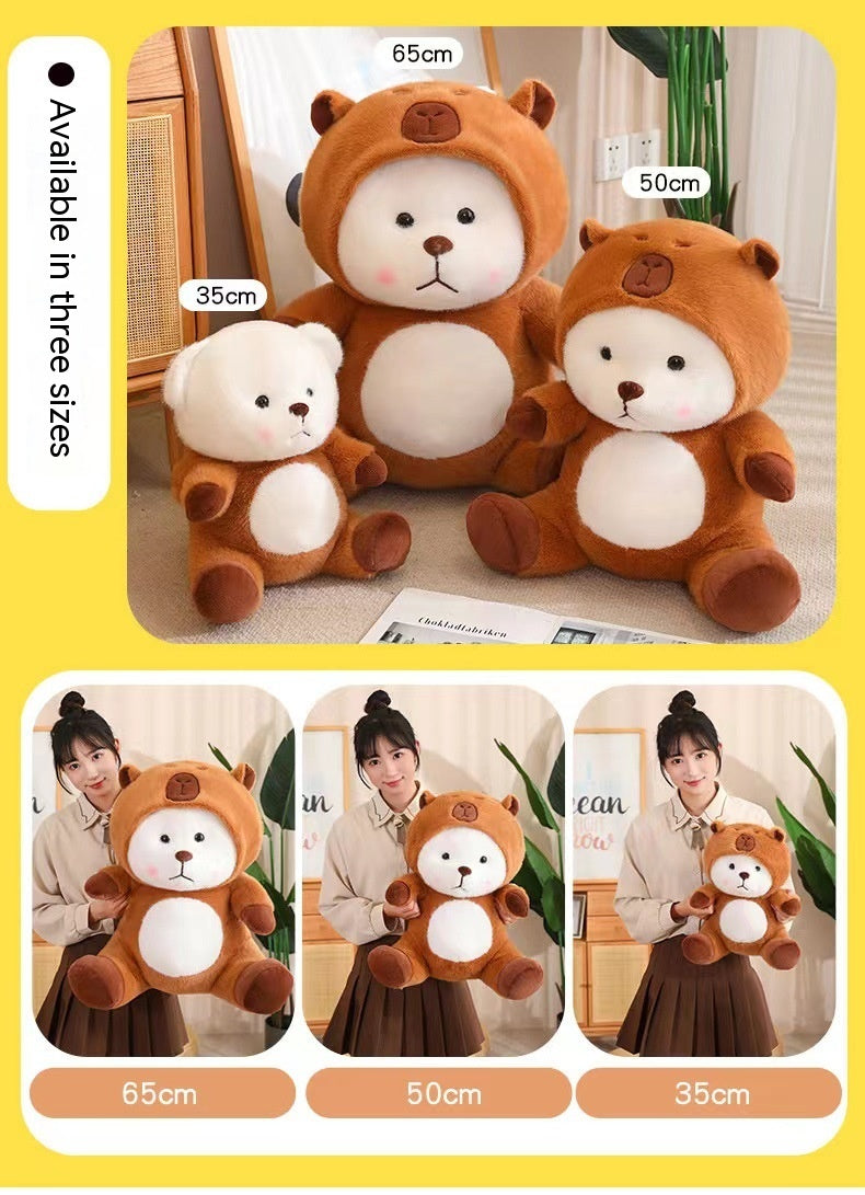 Süßes Capybara Verwandlungsbär Plüschtier – Internet-Liebling Kuscheltier – Superweich & Kawaii