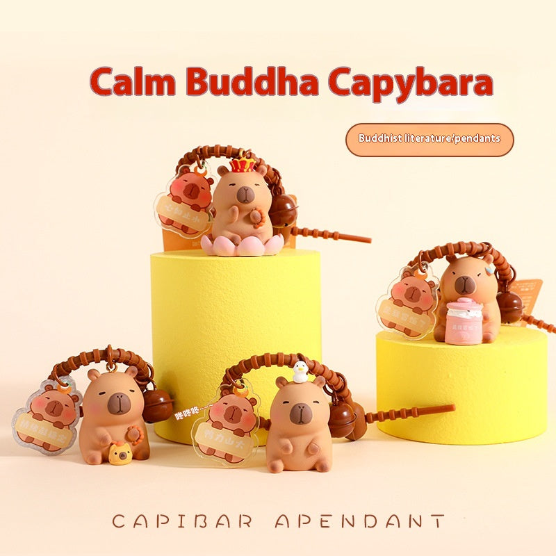 Süßer Capybara Schlüsselanhänger aus Silikon im Set – Cartoon-Design